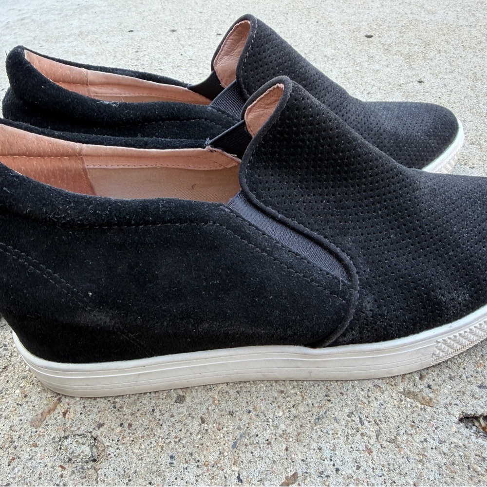 Women's Black Slip-On Wedge Sneakers
